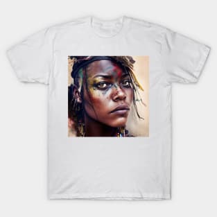 A woman with colorful paint on her face-Himba woman. T-Shirt